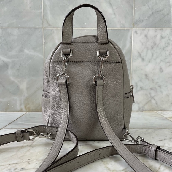 💕Michael Kors Abbey Studded Grey Pebble Leather Mini Backpack - Picture 4 of 12